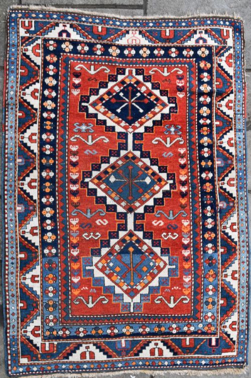 antique kazak rug 185x130 cm - CATEGORY: ANTIQUE RUGS - DATED 1900
