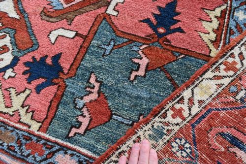 A VERY FINE ANTIQUE HERIZ ROOMSIZE CARPET 389X283CM - ADDITIONAL PHOTO 4