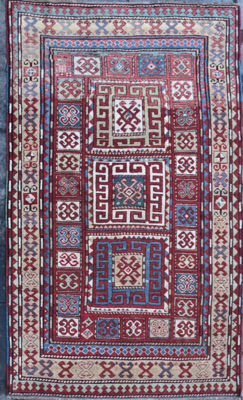 antique caucasian karachopf kazak 219x131cm - CATEGORY: ANTIQUE RUGS - DATED 1880