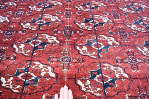 ANTIQUE TEKKE TURKMAN TRIBAL CARPET 237X212CM - ADDITIONAL PHOTO 6