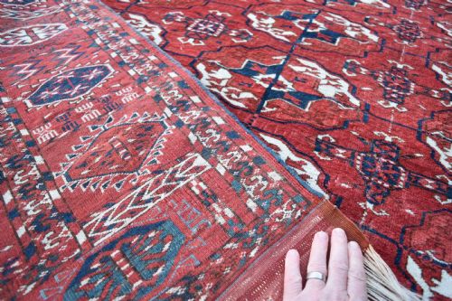 ANTIQUE TEKKE TURKMAN TRIBAL CARPET 237X212CM - ADDITIONAL PHOTO 7