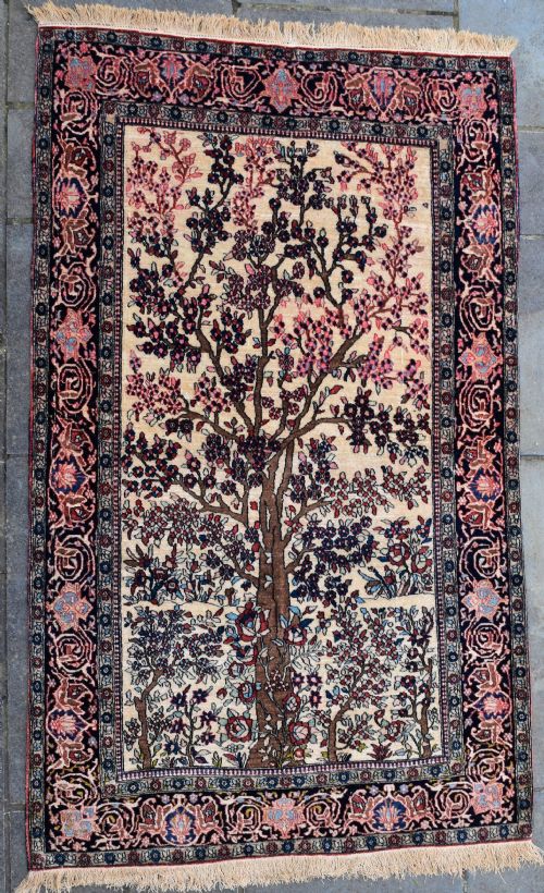 an antique isfahan prayer rug 232x123cm - CATEGORY: ANTIQUE RUGS - DATED 1900