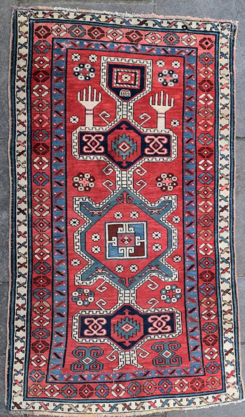 antique caucasian karabagh prayer rug 172x112cm - CATEGORY: ANTIQUE RUGS - DATED 1900