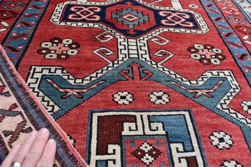 ANTIQUE CAUCASIAN KARABAGH PRAYER RUG 172X112CM - ADDITIONAL PHOTO 3