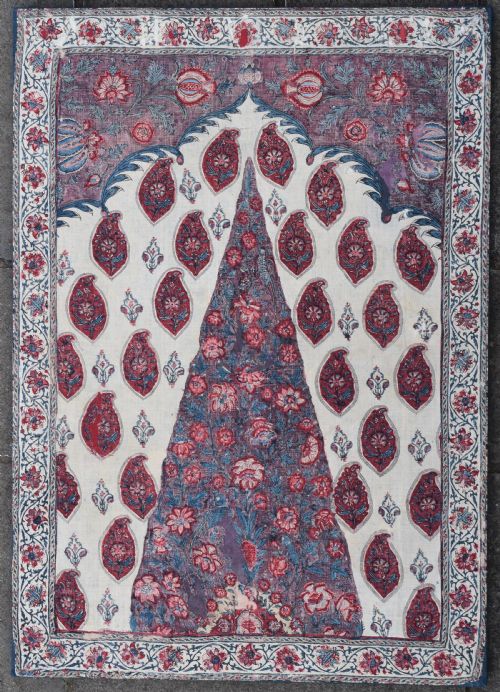 an early palampur chintz mounted 103x71cm - CATEGORY: ANTIQUE RUGS - DATED 1800