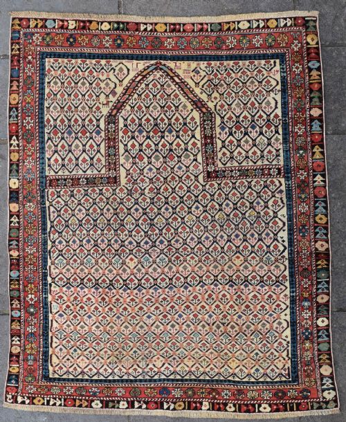 an antique shirvan prayer rug 140x115cm - CATEGORY: ANTIQUE RUGS - DATED 1880