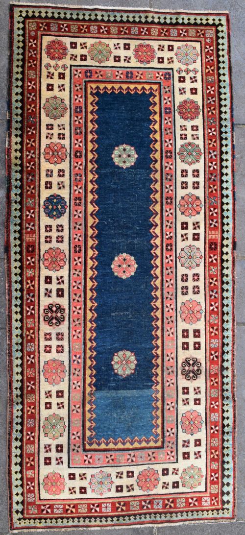 an antique caucasian talish long rug 236x103cm - CATEGORY: ANTIQUE RUGS - DATED 1880