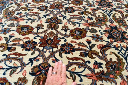 ANTIQUE PERSIAN QUM ROOMSIZE CARPET 350X224CM - ADDITIONAL PHOTO 4