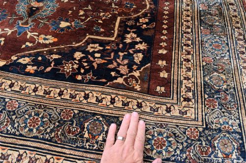 VERY FINE ANTIQUE SILK TABRIZ RUG 185X145CM - ADDITIONAL PHOTO 2