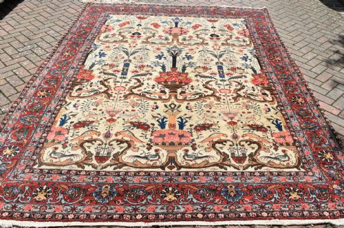 fine and unusual antique qum carpet 330x238cm - CATEGORY: ANTIQUE RUGS - DATED 1920