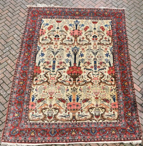 FINE AND UNUSUAL ANTIQUE QUM CARPET 330X238CM - ADDITIONAL PHOTO 6