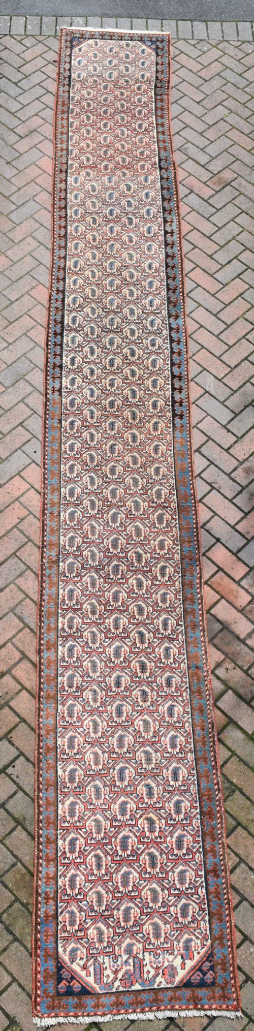 A PAIR OF VERY LONG NARROW ANTIQUE RUNNERS - ADDITIONAL PHOTO 8