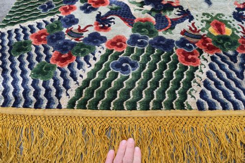 OLD CHINESE ART SILK LARGE RUG IN EXCEPTIONAL CONDITION 272X156CM - ADDITIONAL PHOTO 4