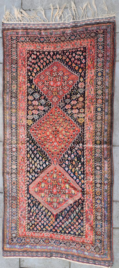 antique qasgai tribal carpet 272x129cm - CATEGORY: ANTIQUE RUGS - DATED 1900
