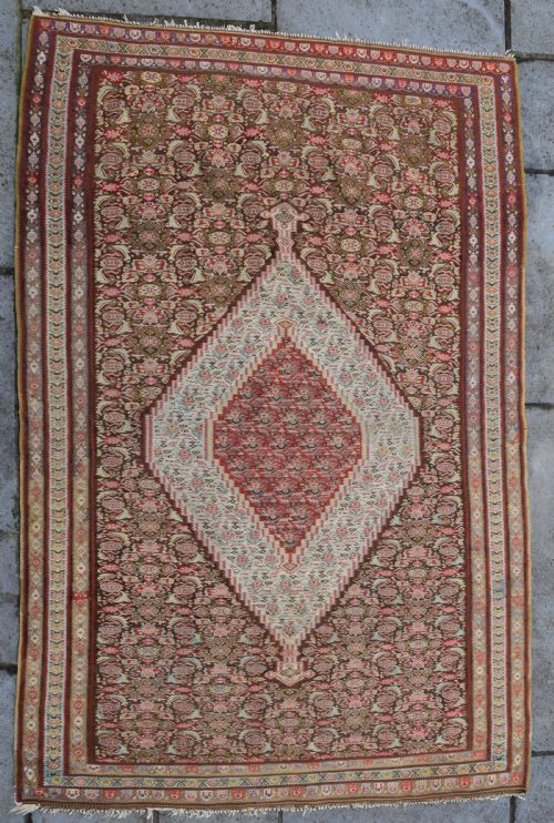 fine antique senneh kilim 190x124 cm - CATEGORY: ANTIQUE RUGS - DATED 1880