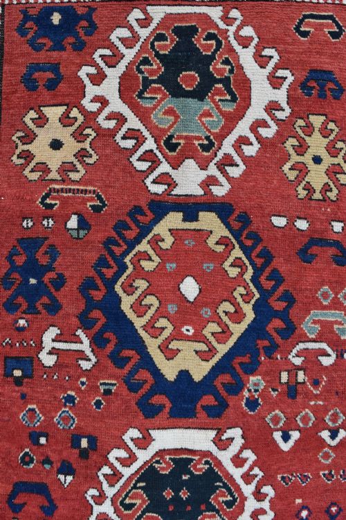 ANTIQUE CAUCASIAN BORJALU KAZAK VILLAGE RUG - ADDITIONAL PHOTO 1