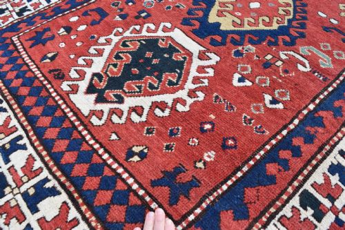 ANTIQUE CAUCASIAN BORJALU KAZAK VILLAGE RUG - ADDITIONAL PHOTO 3