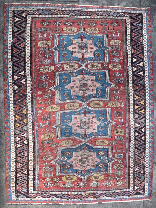 fine antique caucasian sumak rug 189x143 cm - CATEGORY: ANTIQUE RUGS - DATED 1880