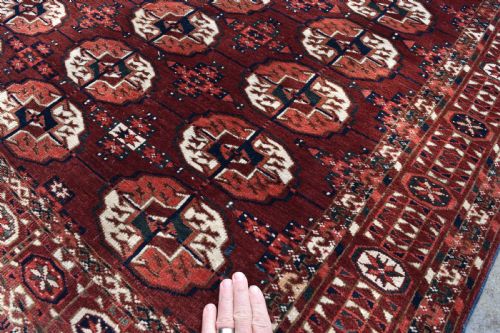 ANTIQUE TEKKE TURKMAN RUG 165X122CM - ADDITIONAL PHOTO 4