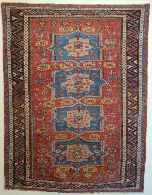 antique caucasian sumak rug 190x144cm - CATEGORY: ANTIQUE RUGS - DATED 1880