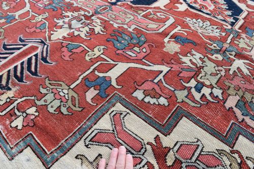 FINE ANTIQUE HERIZ ROOM SIZED COUNTRY HOUSE CARPET 385X297CM - ADDITIONAL PHOTO 2