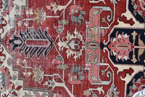 FINE ANTIQUE HERIZ ROOM SIZED COUNTRY HOUSE CARPET 385X297CM - ADDITIONAL PHOTO 4