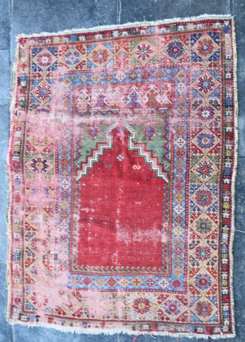 an early anatolian mudjur prayer rug circa 1800 - CATEGORY: ANTIQUE RUGS - DATED 1800
