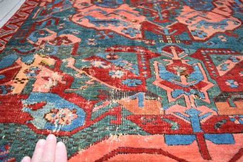 A RARE CACUASIAN SEYCHOR DRAGON RUG ON GREEN GROUND 153X103 CM - ADDITIONAL PHOTO 3