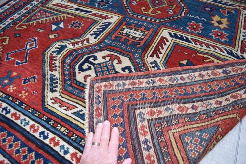 ANTIQUE CAUCASIAN KAZAK SMALL RUG DATED 1870 - ADDITIONAL PHOTO 3