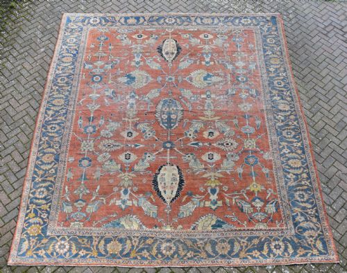 fine antique sultanabad country house carpet 407x350 cm - CATEGORY: ANTIQUE RUGS - DATED 1880