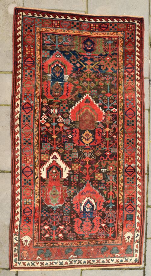 rare kurdish saug bulak rug 239x122cm - CATEGORY: ANTIQUE RUGS - DATED 1850
