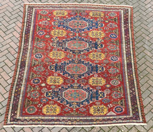 an exceptional antique kuba sumak technique carpet 280x219 cm - CATEGORY: ANTIQUE RUGS - DATED 1850