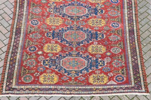 AN EXCEPTIONAL ANTIQUE KUBA SUMAK TECHNIQUE CARPET 280X219 CM - ADDITIONAL PHOTO 7