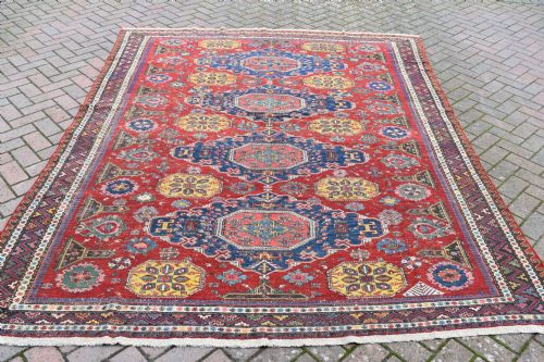 AN EXCEPTIONAL ANTIQUE KUBA SUMAK TECHNIQUE CARPET 280X219 CM - ADDITIONAL PHOTO 9