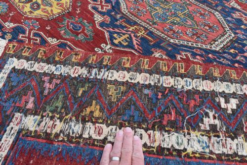 AN EXCEPTIONAL ANTIQUE KUBA SUMAK TECHNIQUE CARPET 280X219 CM - ADDITIONAL PHOTO 10