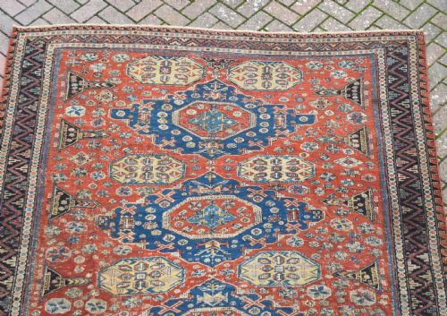 AN ANTIQUE CAUCASIAN KUBA SUMAK CARPET 289X203CM - ADDITIONAL PHOTO 3