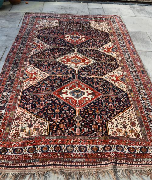 A VERY FINE ANTIQUE QASGAI MAIN CARPET 290X176 CM - ADDITIONAL PHOTO 8