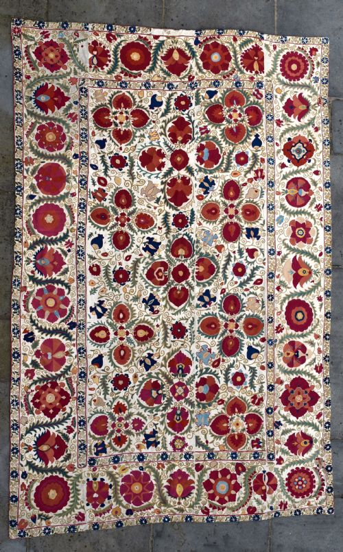 fine antique bukhara suzani 258x168cm - CATEGORY: ANTIQUE RUGS - DATED 1850