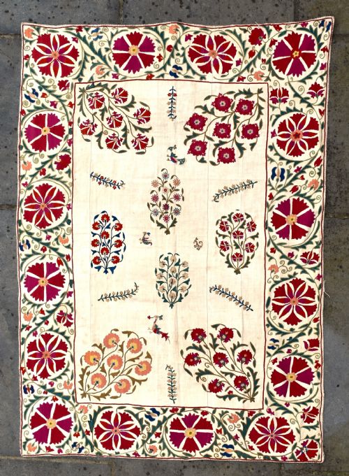 antique bukhara nim suzani 154x109 cm - CATEGORY: ANTIQUE RUGS - DATED 1870
