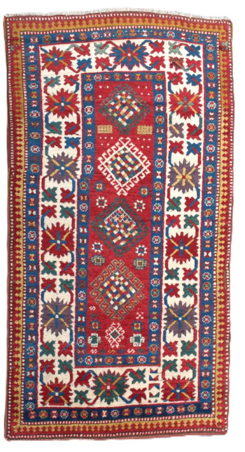antique caucasian kazak rug 231x120cm - CATEGORY: ANTIQUE RUGS - DATED 1880