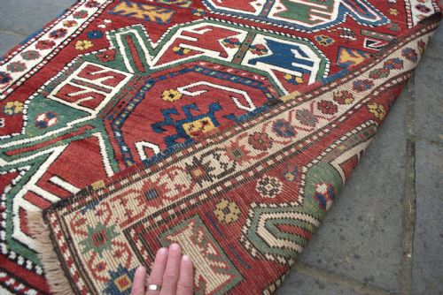 A GOOD ANTIQUE KAZAK RUG 251X98CM - ADDITIONAL PHOTO 3