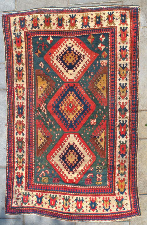antique kazak rug 240x150 cm - CATEGORY: ANTIQUE RUGS - DATED 1850