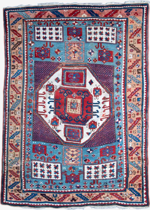 early karachopf kazak rug 223x160cm - CATEGORY: ANTIQUE RUGS - DATED 1850