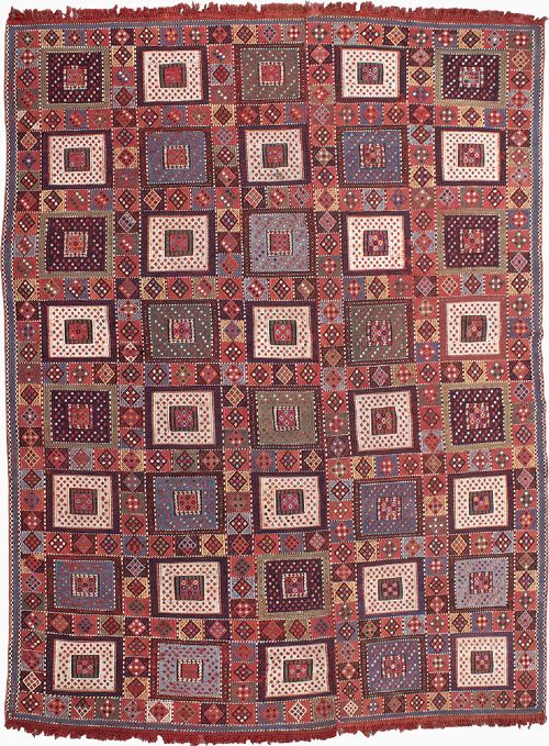 AN ANTIQUE VERNEH BROCADED KILIM 235X185CM - ADDITIONAL PHOTO 1