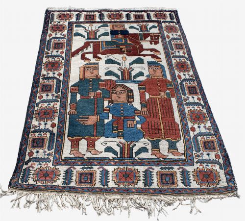 AN ANTIQUE BALUCH PICTORIAL RUG 149X110CM - ADDITIONAL PHOTO 3