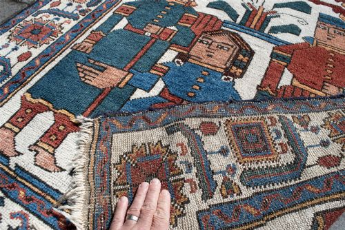 AN ANTIQUE BALUCH PICTORIAL RUG 149X110CM - ADDITIONAL PHOTO 5