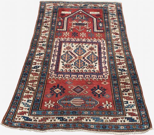 AN ANTIQUE KAZAK PRAYER RUG CIRCA 1873 145X92CM - ADDITIONAL PHOTO 5