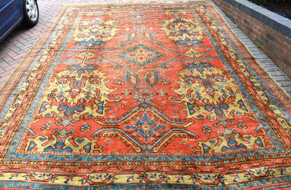 Antique Turkish Ushak room size carpet 