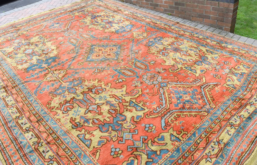 Antique Turkish Ushak room size carpet  View II