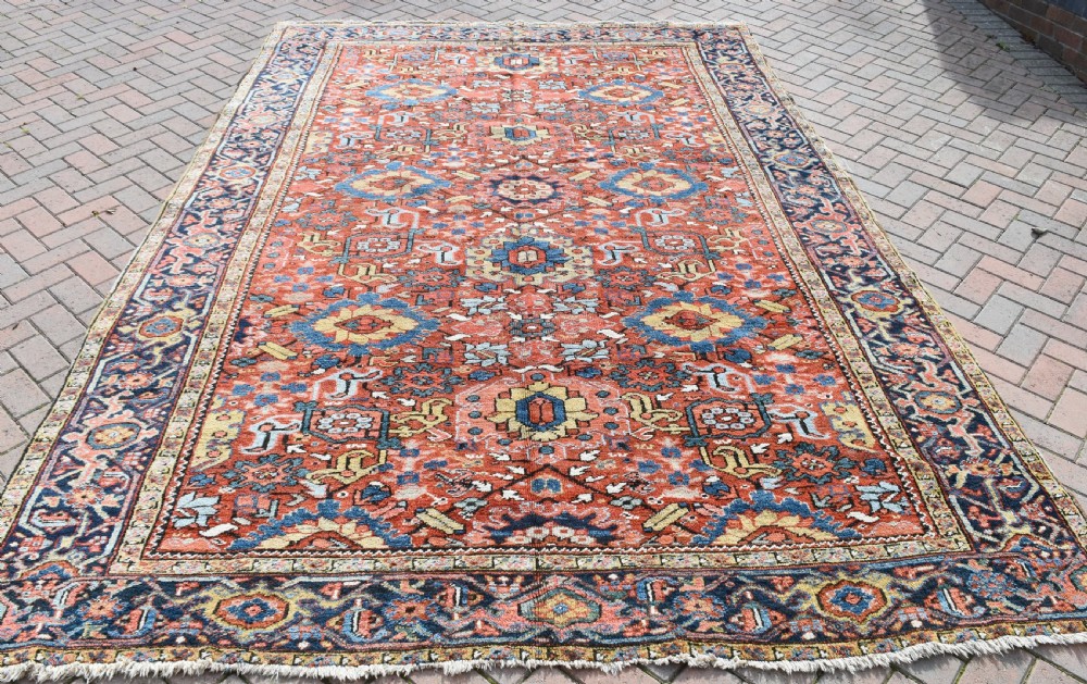Antique Persian Heriz carpet with all over design View II